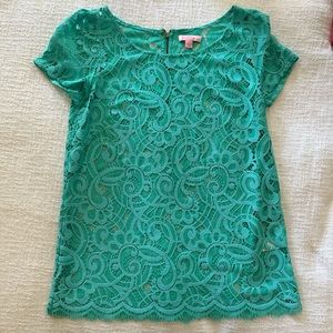 Lilly Pulitzer Short Sleeve Lace Top in size S